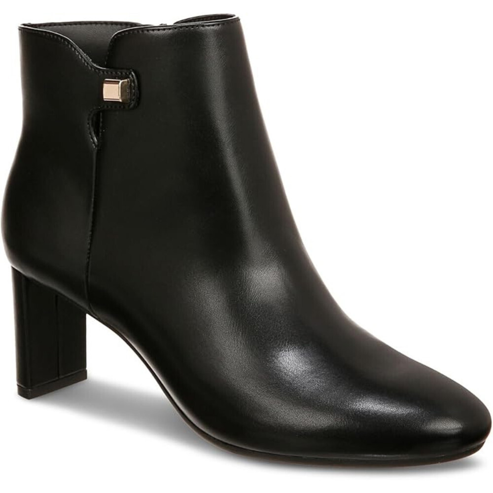 Alfani Paam Boots Women's 9.5 Black Faux Leather Almond Toe Ankle Bootie LION458